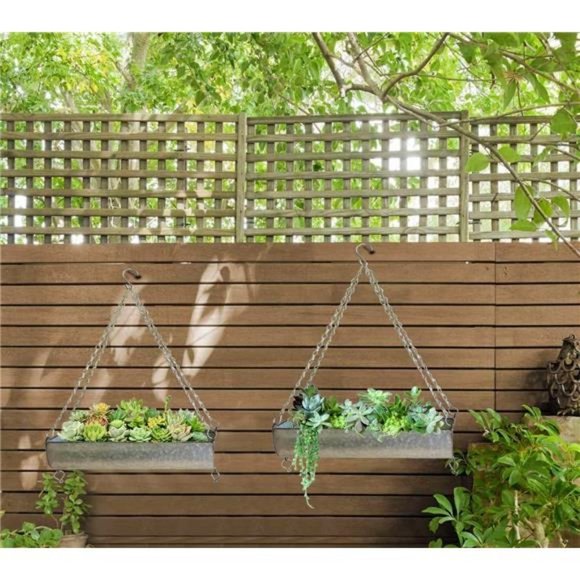 Galvanized Metal Farmhouse Wall Hanging Planter, Plant Holders Indoor - Picture 2 of 7